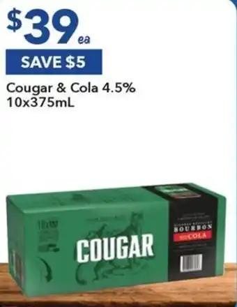 Ritchies Cougar & Cola 4.5% 10x375mL offer