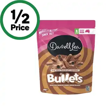 Woolworths Darrell Lea Chocolate Coated Bites or Bullets, Liquorice, Batch 37 or All Sorts 150-280g offer