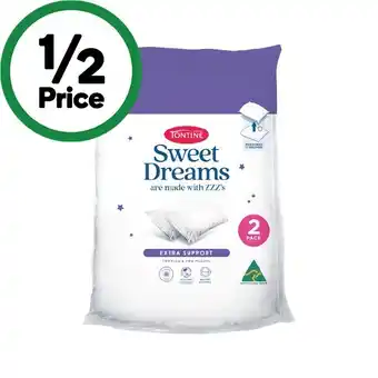 Woolworths Tontine Sweet Dreams High Firm Pillow Pk 2 offer