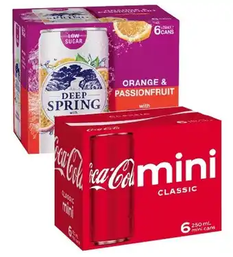 Coles Coca-Cola, Deep Spring or Mt Franklin Mini Cans 6x250mL offer