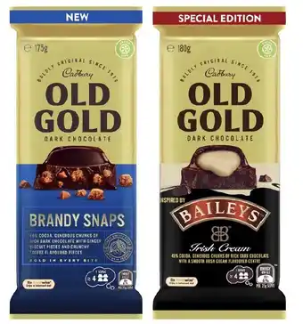 Coles Cadbury Old Gold Block Chocolate 170g-180g offer