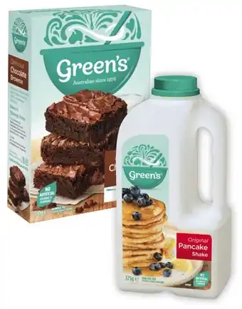 Coles Green's Traditional Baking Mix 380g-470g or Pancake Shake 300g-375g offer