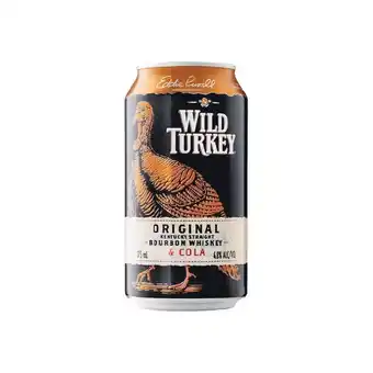 Woolworths Wild Turkey Bourbon & Cola Cans 4x375ml offer