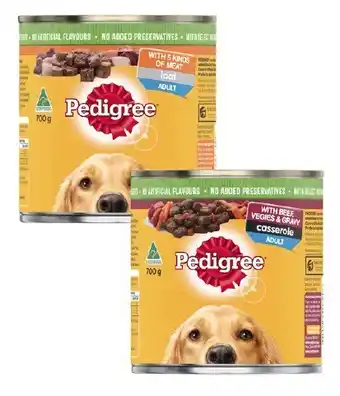 Coles Pedigree Dog Food 700g offer