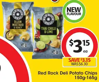 Coles Red Rock Deli Potato Chips 150g-165g offer