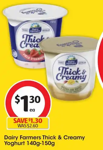 Coles Dairy Farmers Thick & Creamy Yoghurt 140g-150g offer