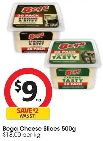 Coles Bega Cheese Slices 500g offer