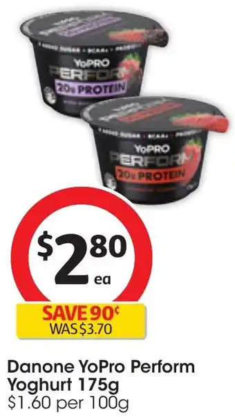 Coles Danone YoPro Perform Yoghurt 175g offer