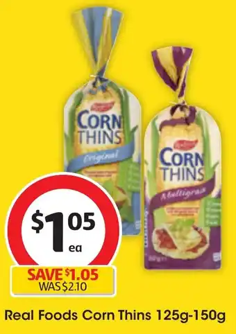 Coles Real Foods Corn Thins 125g-150g offer