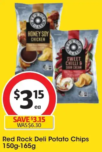 Coles Red Rock Deli Potato Chips 150g-165g offer