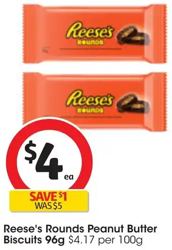 Coles Reese's Rounds Peanut Butter Biscuits 96g offer