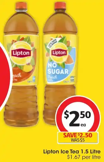 Coles Lipton Ice Tea 1.5 Litre offer