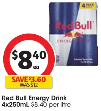 Coles Red Bull Energy Drink 4x250mL offer