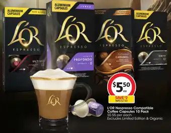 Coles L'OR Nespresso Compatible Coffee Capsules 10 Pack offer