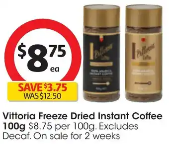 Coles Vittoria Freeze Dried Instant Coffee 100g offer