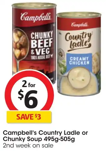 Coles Campbell's Country Ladle or Chunky Soup 495g-505g offer