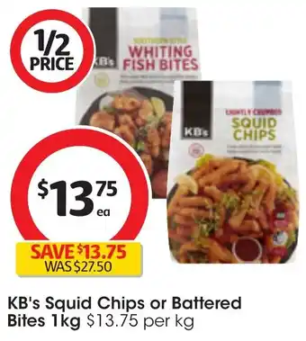 Coles KB's Squid Chips or Battered Bites 1kg offer