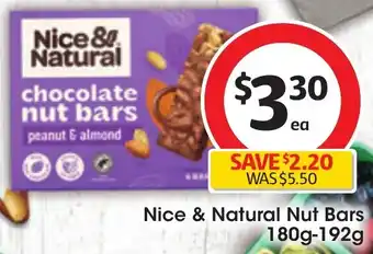 Coles Nice & Natural Nut Bars 180g-192g offer