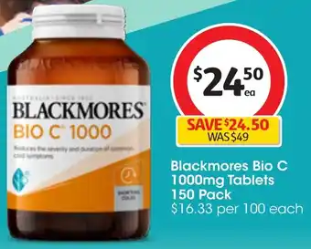 Coles Blackmores Bio C 1000mg Tablets 150 Pack offer