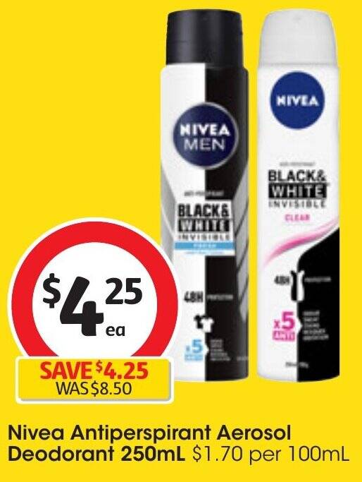 Nivea Antiperspirant Aerosol Deodorant 250mL offer at Coles