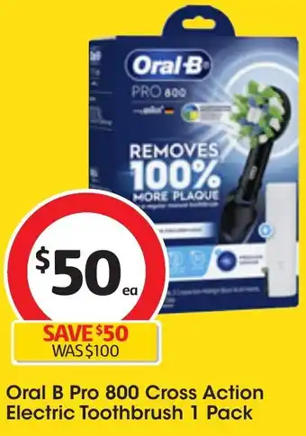 Coles Oral B Pro 800 Cross Action Electric Toothbrush 1 Pack offer