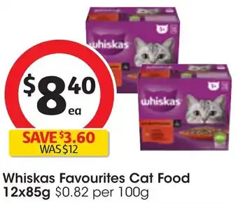 Coles Whiskas Favourites Cat Food 12x85g offer