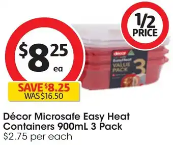 Coles Décor Microsafe Easy Heat Containers 900mL 3 Pack offer