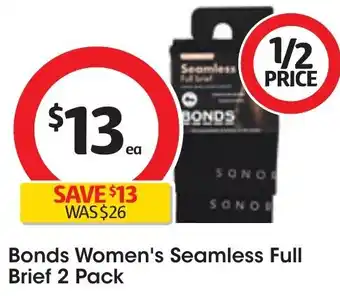 Coles Bonds Women's Seamless Full Brief 2 Pack offer