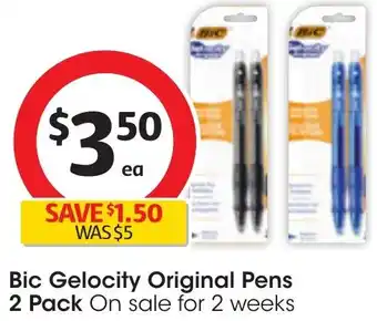 Coles Bic Gelocity Original Pens 2 Pack offer