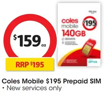 Coles Coles Mobile Prepaid SIM offer