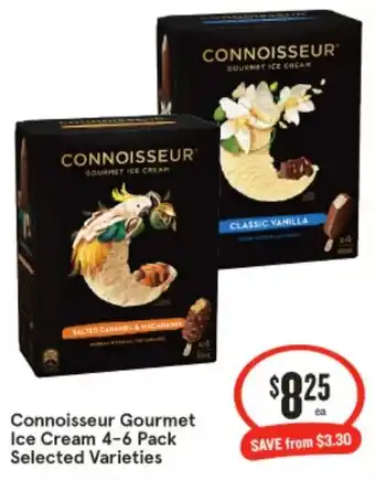 IGA Connoisseur Gourmet Ice Cream 4-6 Pack Selected Varieties offer