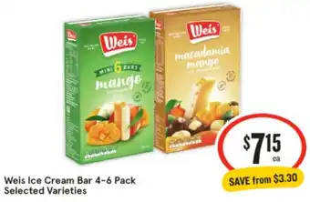 IGA Weis Ice Cream Bar 4-6 Pack Selected Varieties offer