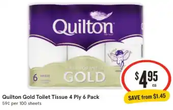 IGA Quilton Gold Toilet Tissue 4 Ply 6 Pack offer