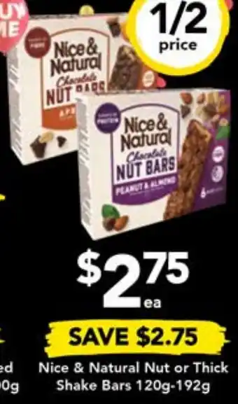 Drakes Nice & Natural Nut or Thick Shake Bars 120g-192g offer