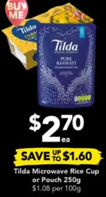 Drakes Tilda Microwave Rice Cup or Pouch 250g offer