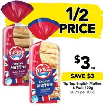 Drakes Tip Top English Muffins 6 Pack 400g offer