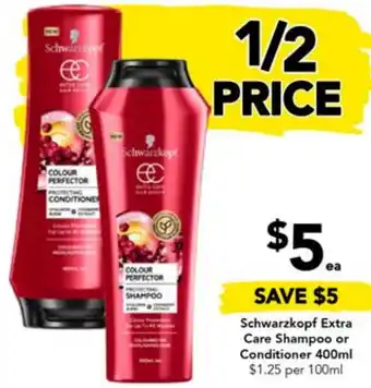 Drakes Schwarzkopf Extra Care Shampoo or Conditioner 400ml offer