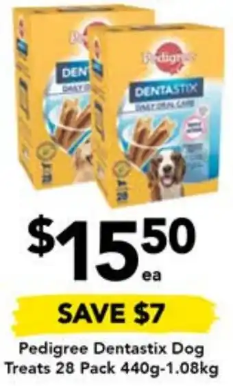 Drakes Pedigree Dentastix Dog Treats 28 Pack 440g-1.08kg offer