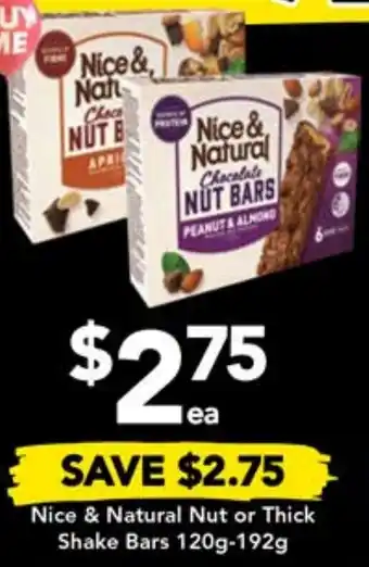 Drakes Nice & Natural Nut or Thick Shake Bars 120g-192g offer