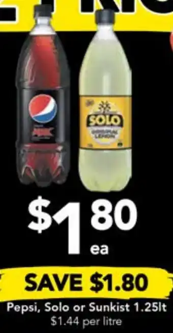 Drakes Pepsi, Solo or Sunkist 1.25lt offer