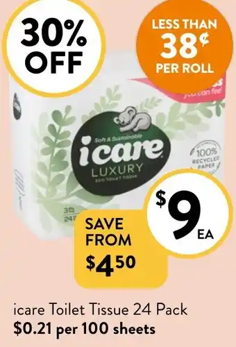 Foodworks icare Toilet Tissue 24 Pack offer