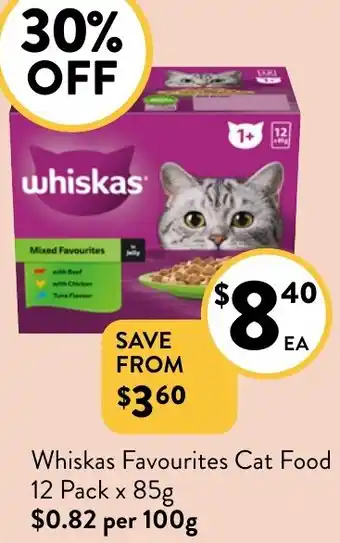 Foodworks Whiskas Favourites Cat Food 12 Pack x 85g offer