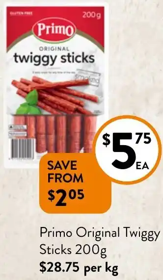 Foodworks Primo Original Twiggy Sticks 200g offer