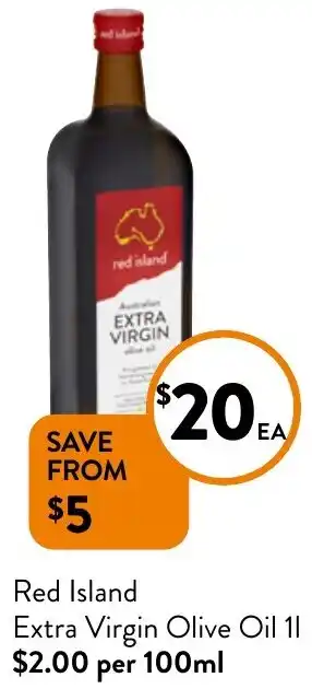 Foodworks Red Island Extra Virgin Olive Oil 1l offer