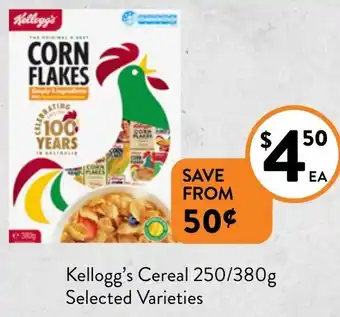 Foodworks Kellogg's Cereal 250/380g Selected Varieties offer