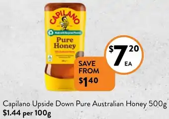 Foodworks Capilano Upside Down Pure Australian Honey 500g offer