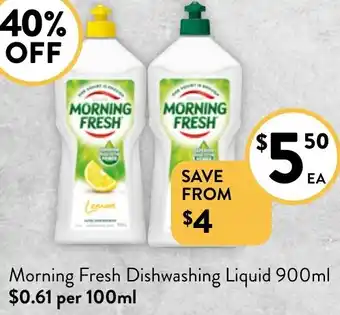 Foodworks Morning Fresh Dishwashing Liquid 900ml offer