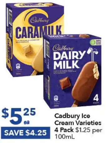 Ritchies Cadbury Ice Cream Varieties 4 Pack offer