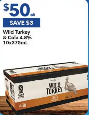 Ritchies Wild Turkey & Cola 4.8% 10x375mL offer