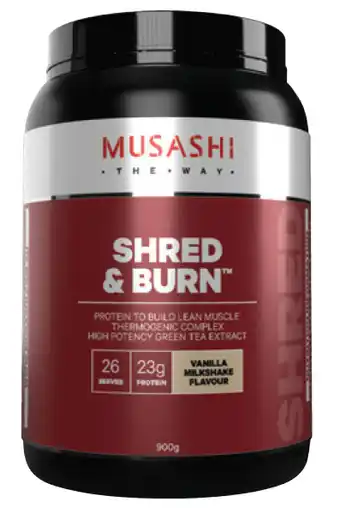 Good Price Pharmacy Musashi shred & burn vanilla 900g offer